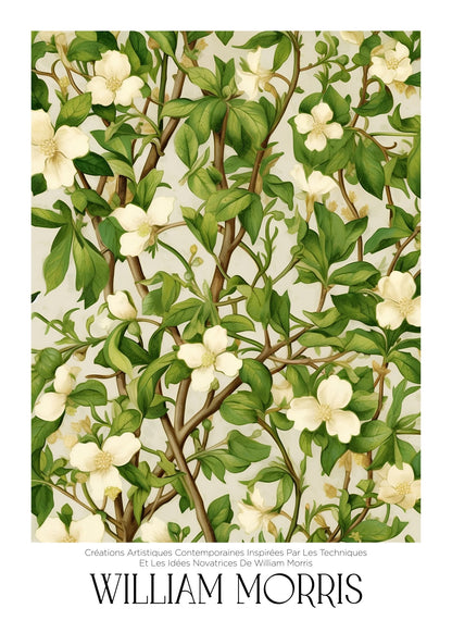Inspired by William Morris – White Blossom Vine Poster