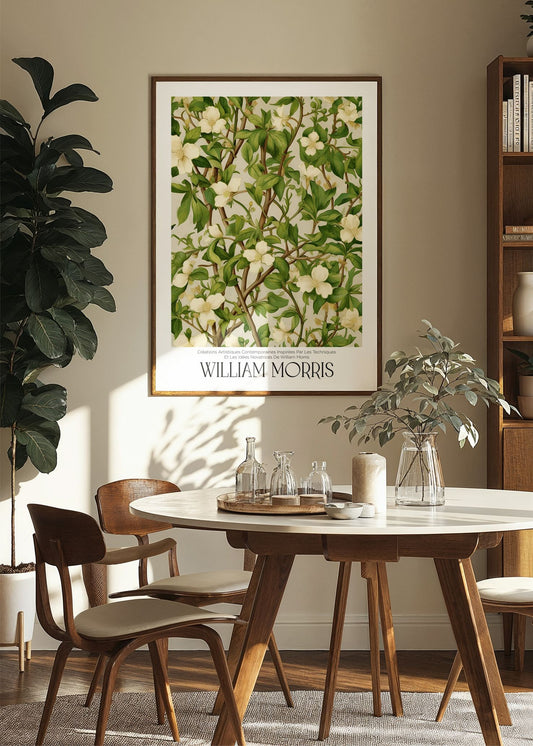 Inspired by William Morris – White Blossom Vine Poster