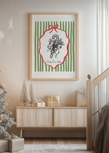 Classic Christmas Candy Cane Poster