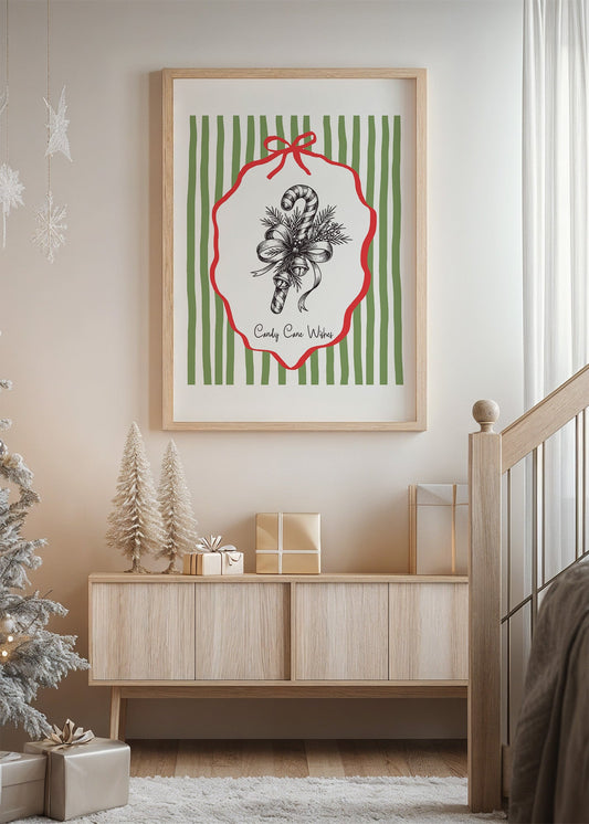 Classic Christmas Candy Cane Poster