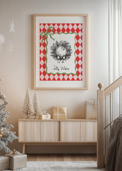 Jolly Christmas Wreath Poster