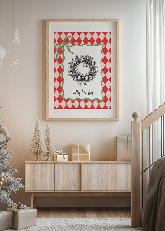 Jolly Christmas Wreath Poster