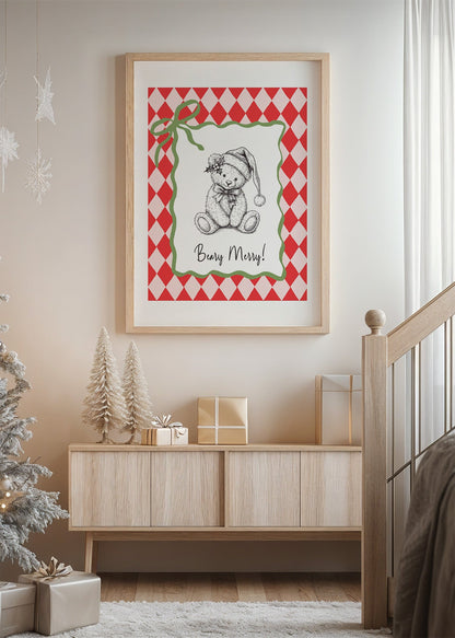 Jolly Christmas Bear Poster