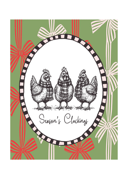Farmhouse Christmas Chickens Poster