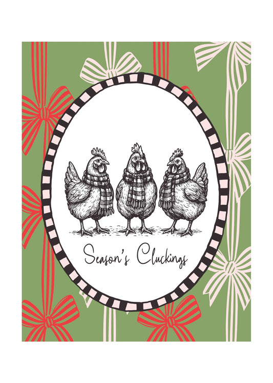 Farmhouse Christmas Chickens Poster