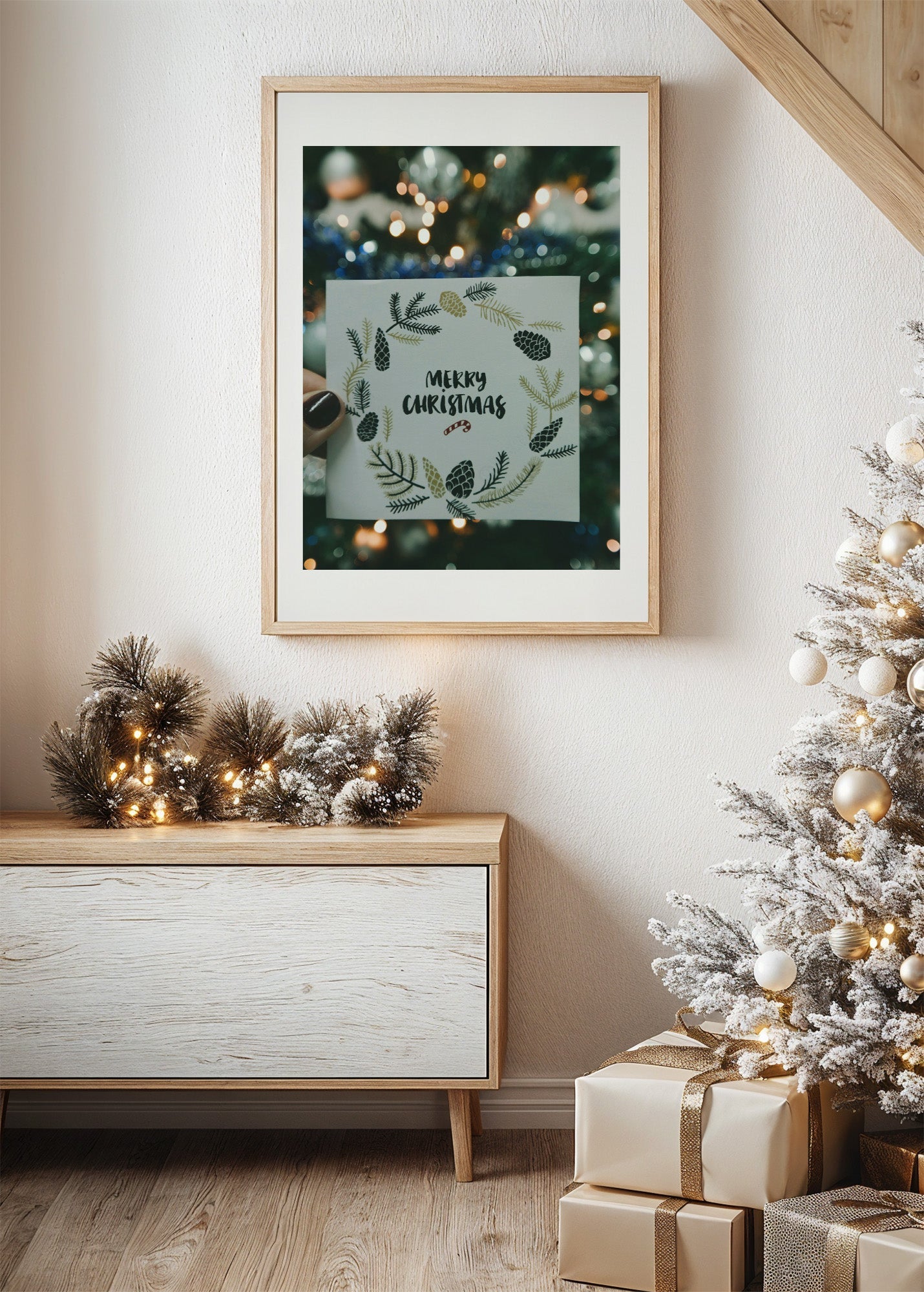 Merry Christmas Wreath Poster