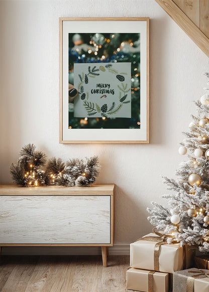 Merry Christmas Wreath Poster
