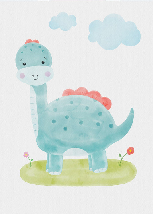 Playful Friends – Blue Dino Poster