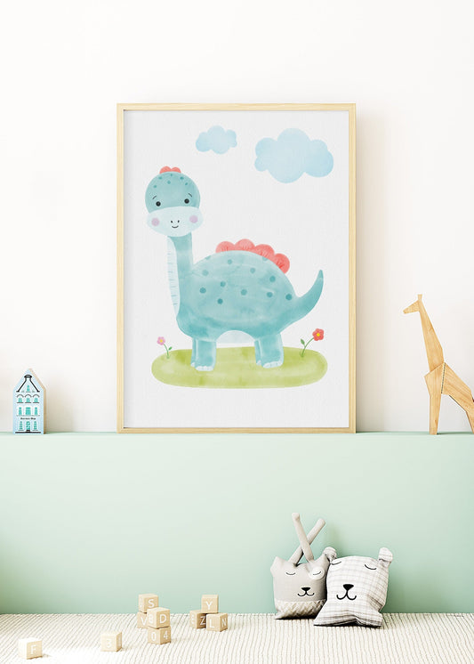 Playful Friends – Blue Dino Poster