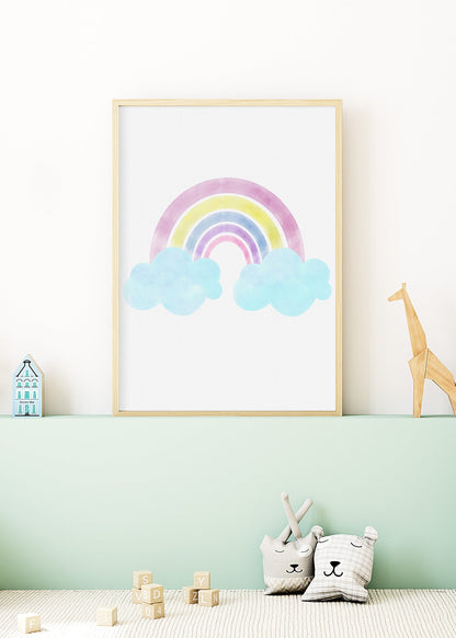 Playful Friends – Rainbow Clouds Poster