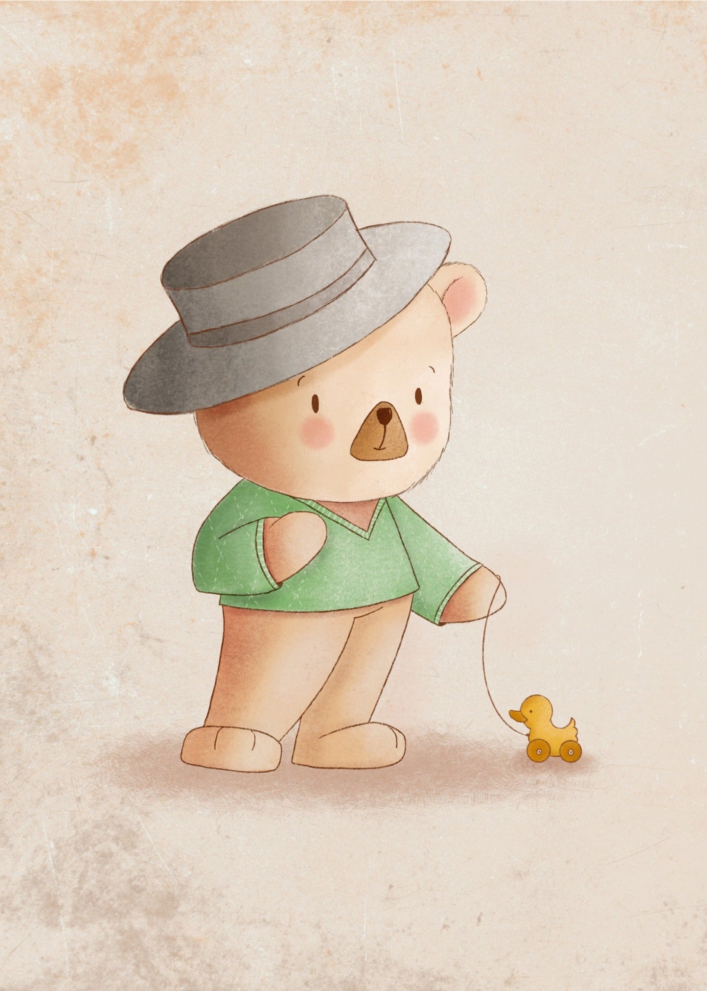 Playful Friends – Bear & Duck Poster