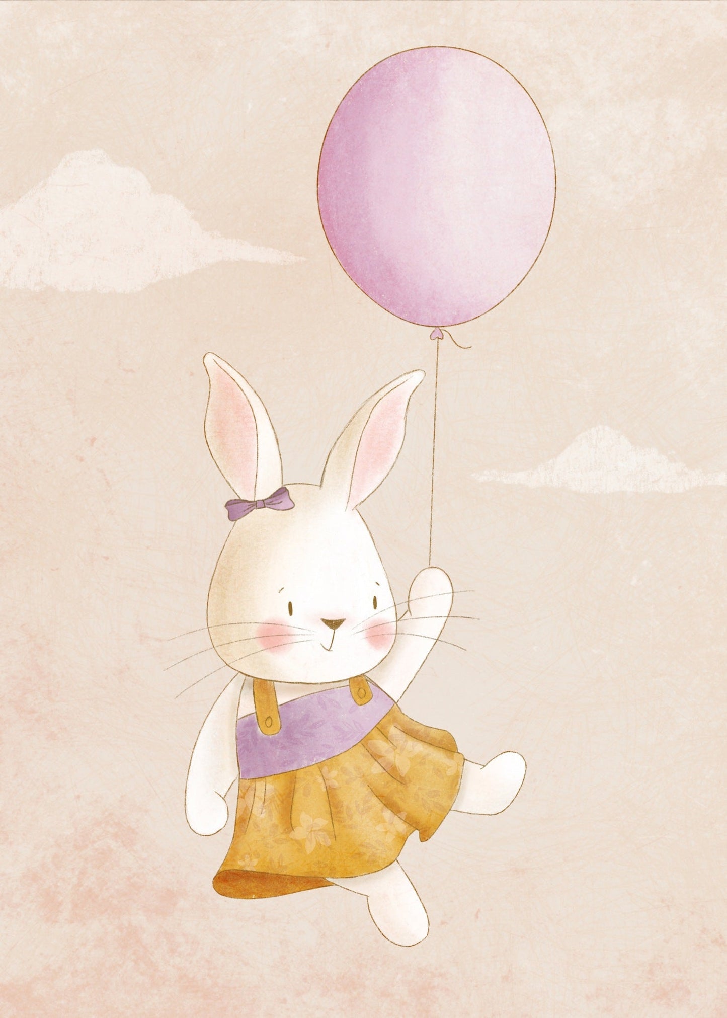Playful Friends – Bunny Balloon Poster