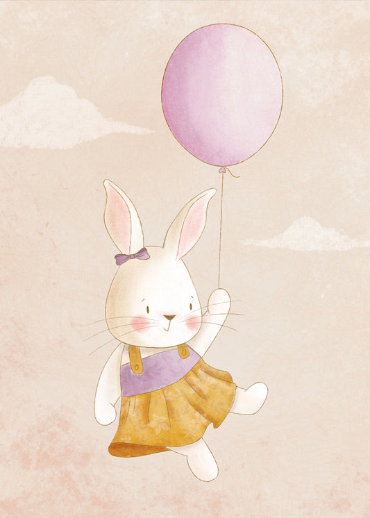 Playful Friends – Bunny Balloon Poster
