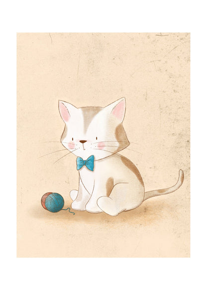 Playful Friends - Cute Cat With Yarn poster