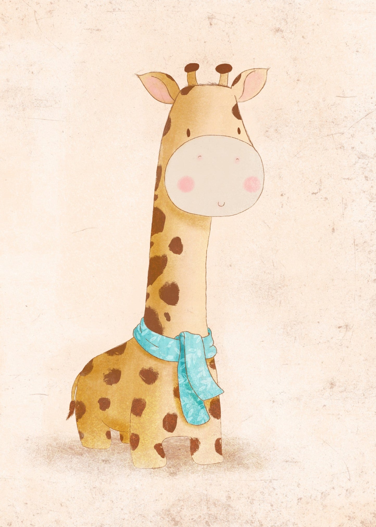 Playful Friends - Giraffe with Scarf Poster