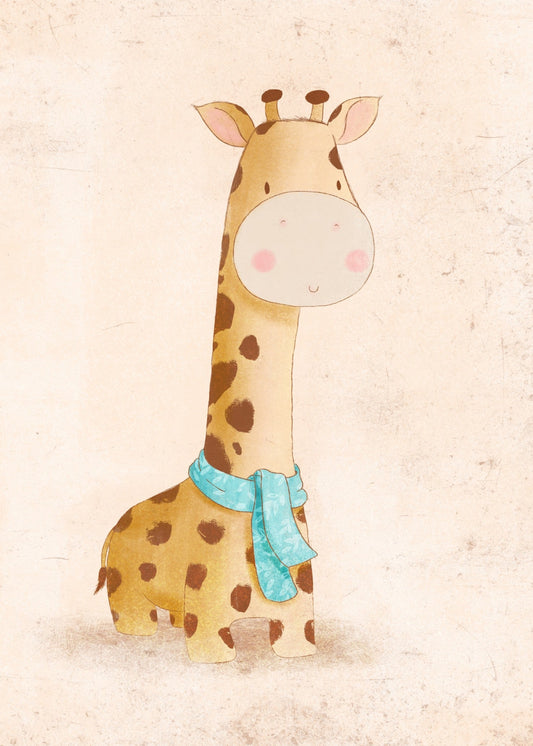 Playful Friends - Giraffe with Scarf Poster
