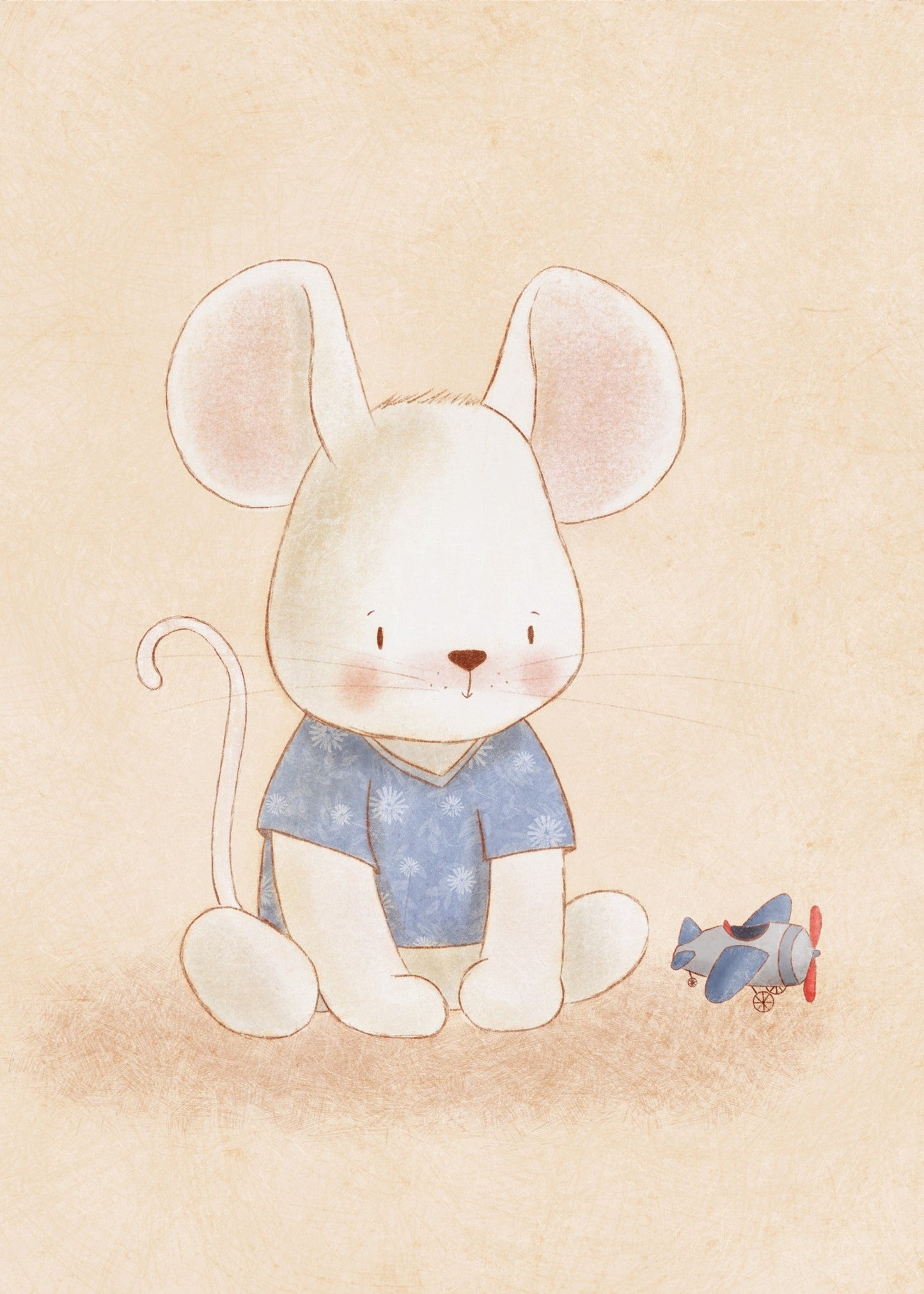 Playful Friends - Mouse with Plane Poster