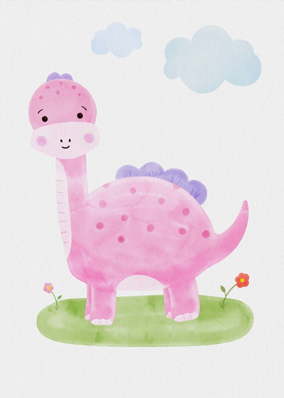 Playful Friends - Pink Dino Poster