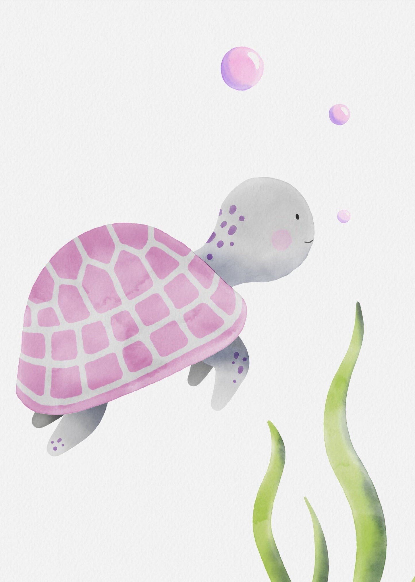 Playful Friends - Pink Sea Turtle No. 1 Poster