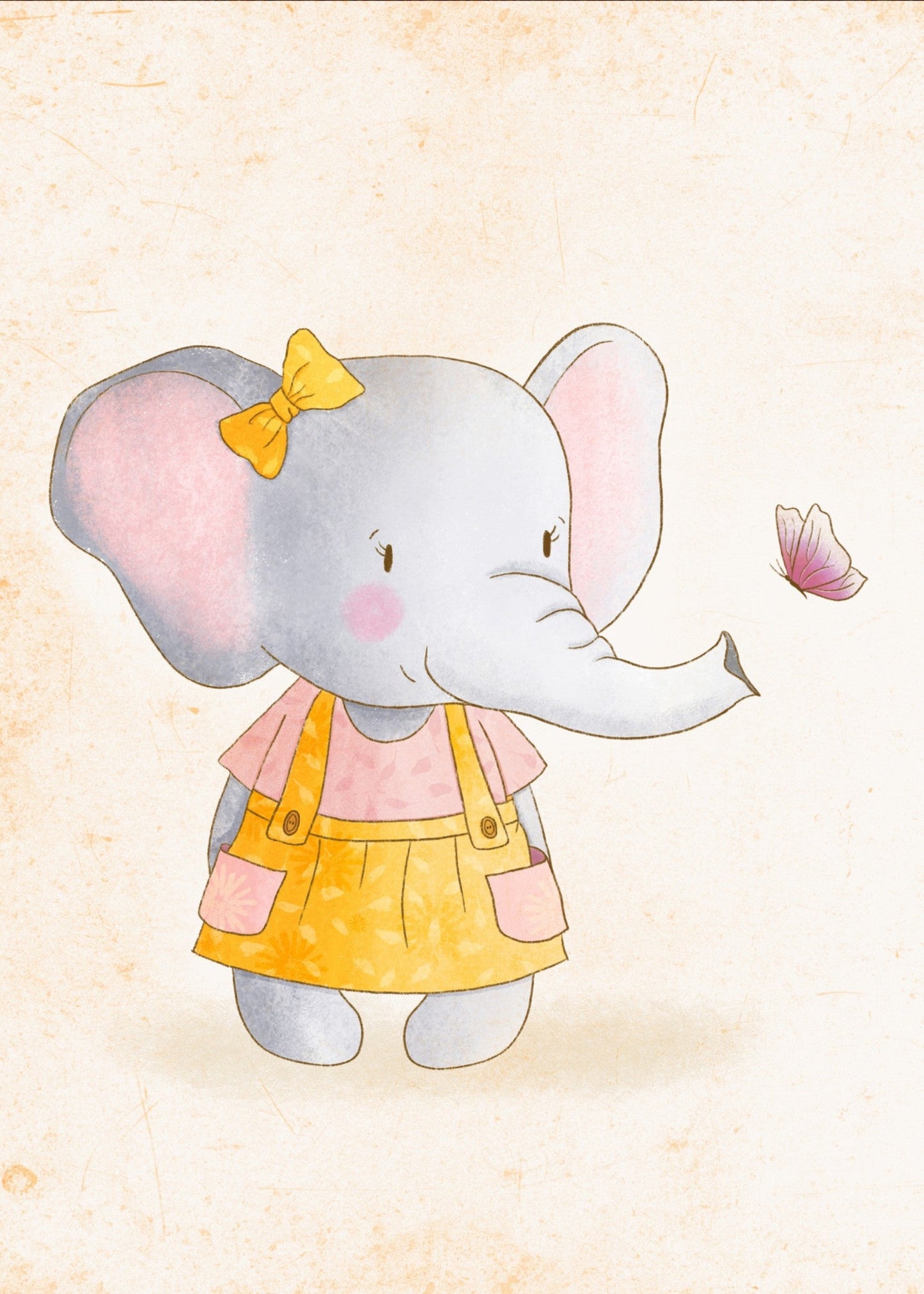 Playful Friends - Elephant with butterfly Poster