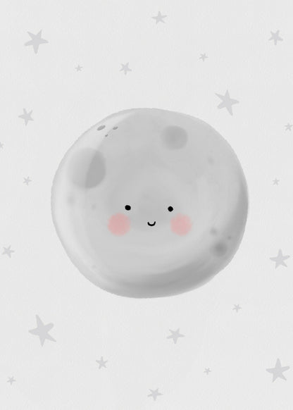 Playful Friends - Smiling Moon No. 1 Poster