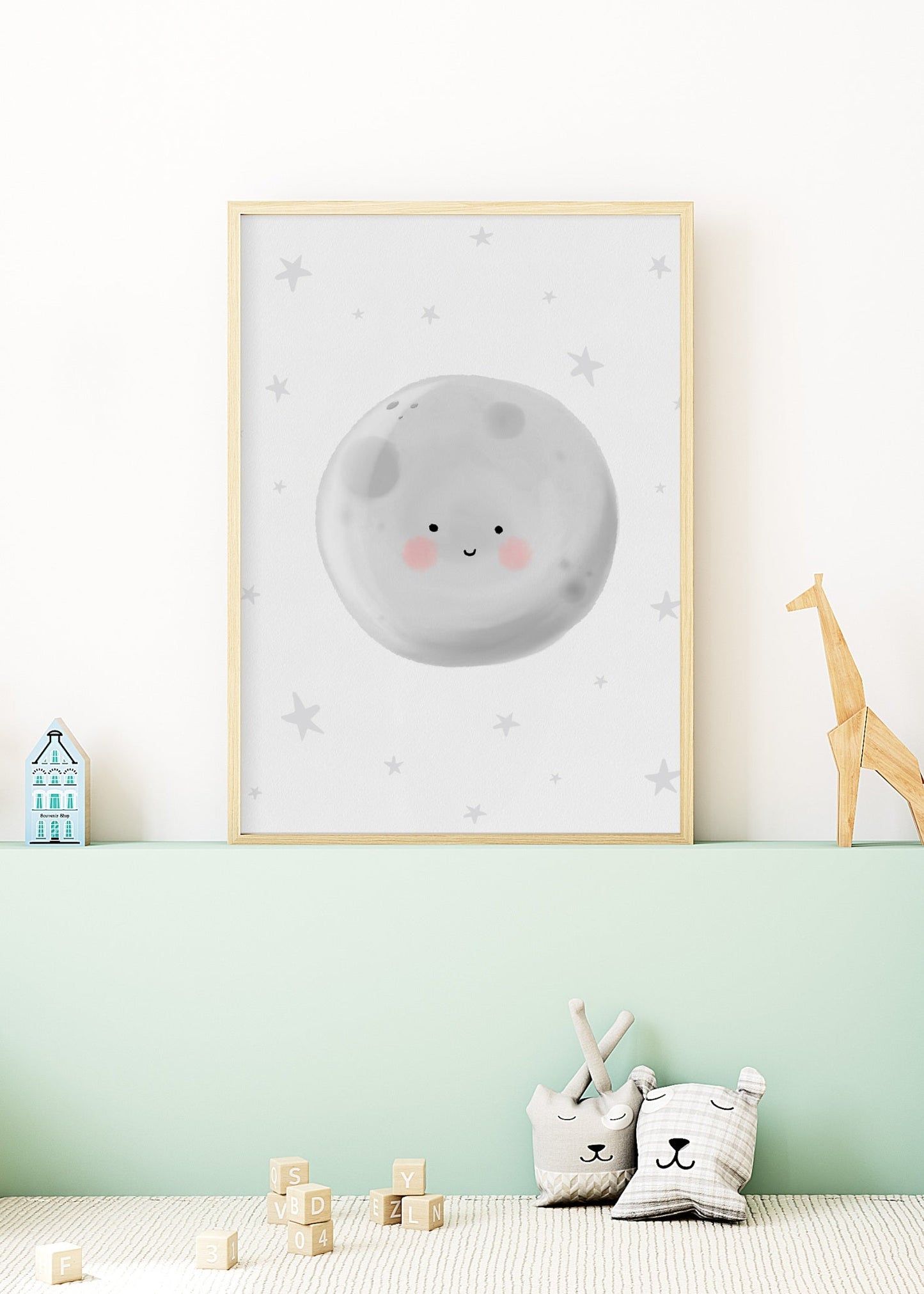 Playful Friends - Smiling Moon No. 1 Poster