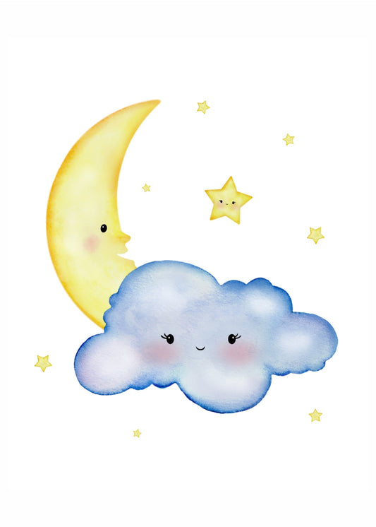 Playful Friends - Moon and stars No. 2 Poster