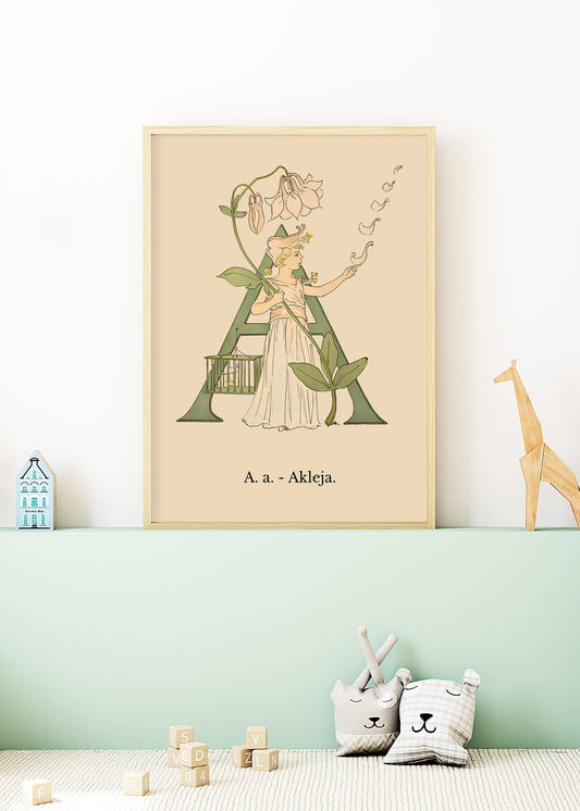Prinsarnes Blomsteralfabet A Poster
