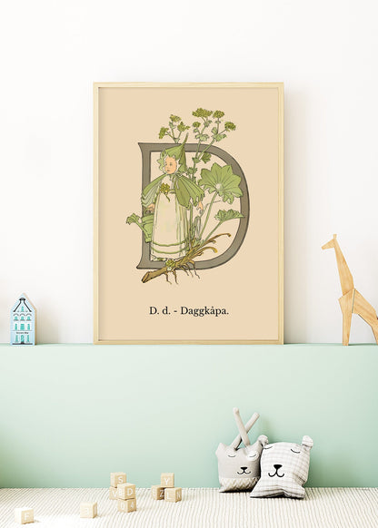 Prinsarnes Blomsteralfabet D Poster