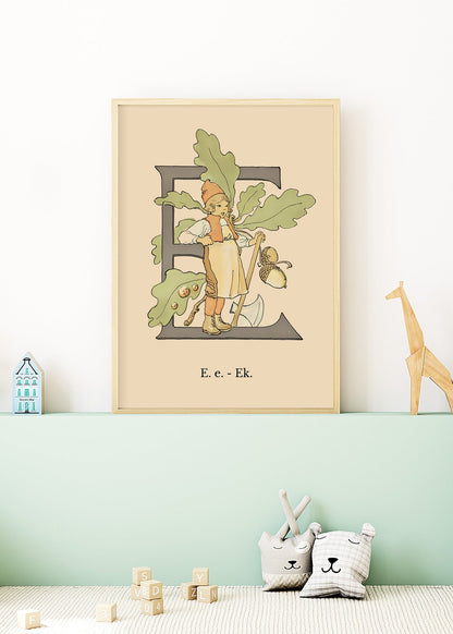 Prinsarnes Blomsteralfabet E Poster