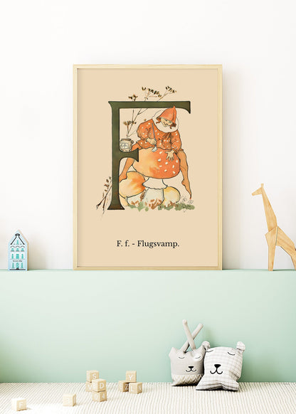 Prinsarnes Blomsteralfabet F Poster