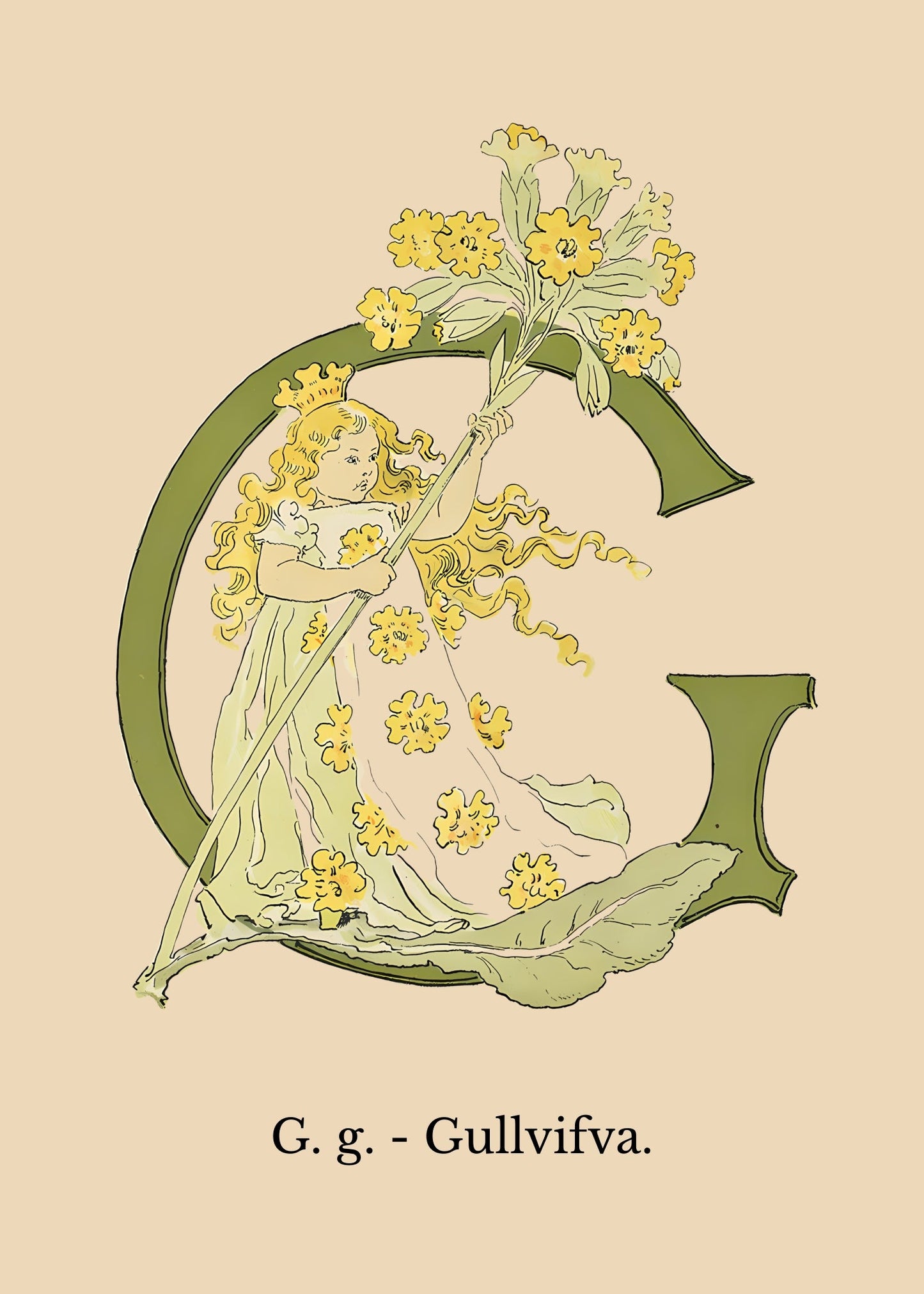 Prinsarnes Blomsteralfabet G Poster