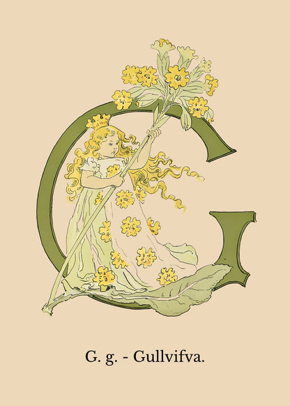 Prinsarnes Blomsteralfabet G Poster