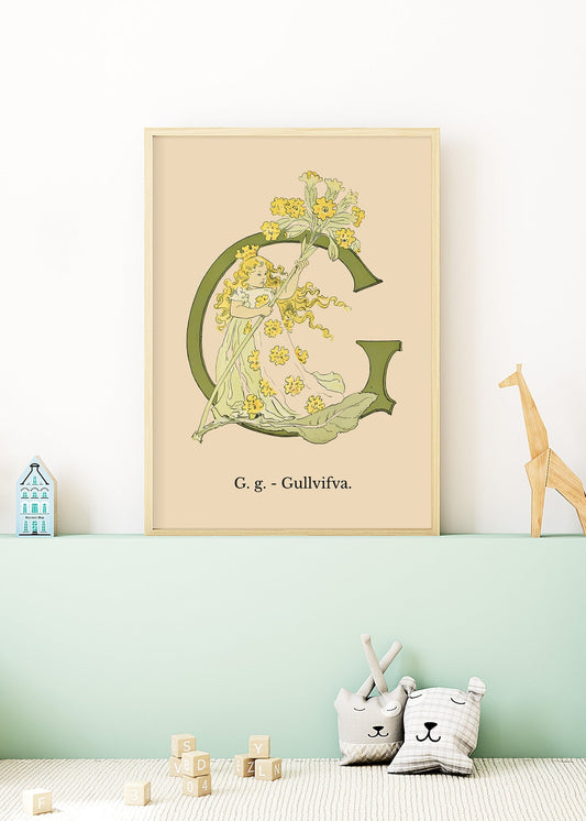 Prinsarnes Blomsteralfabet G Poster