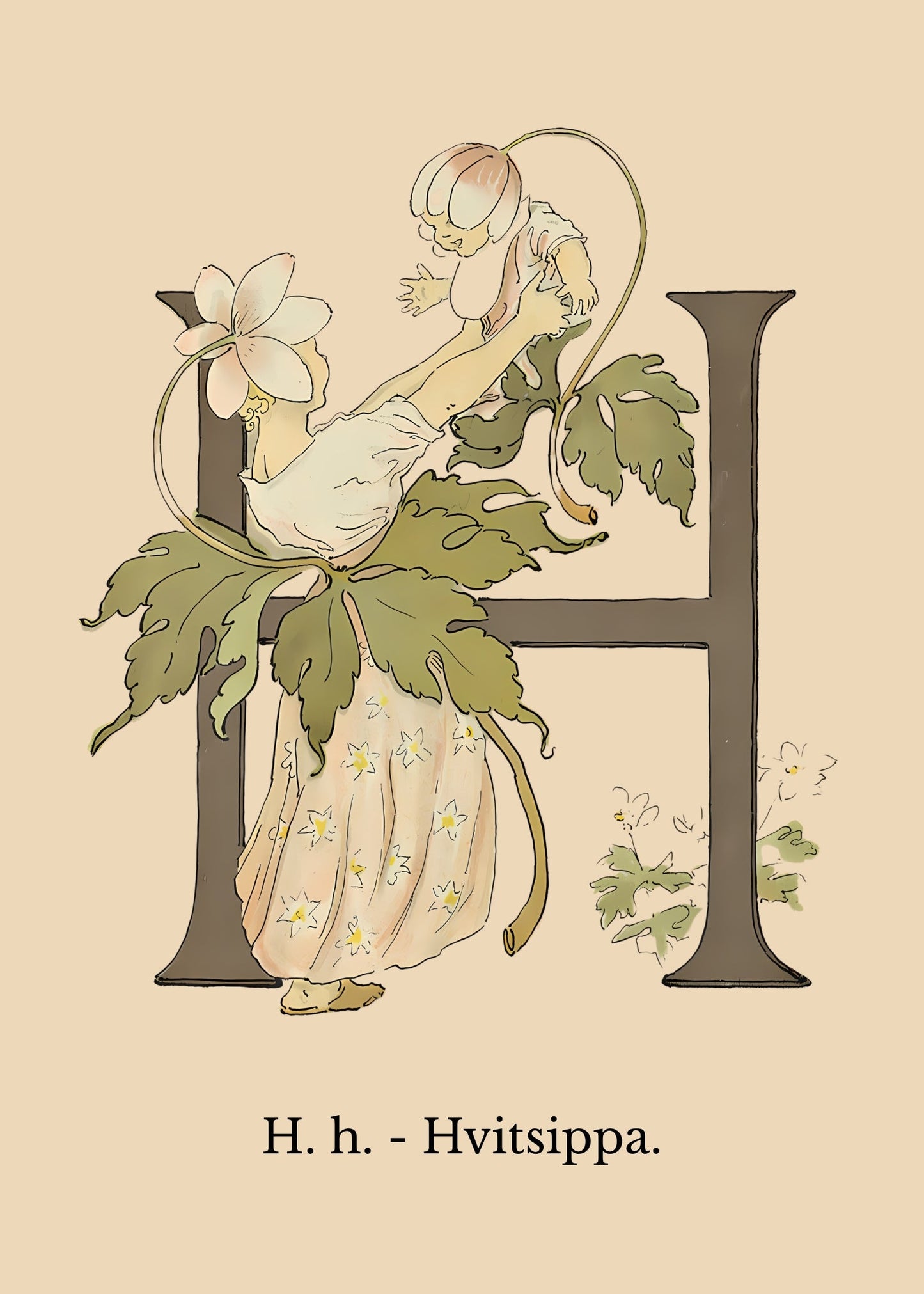 Prinsarnes Blomsteralfabet H Poster