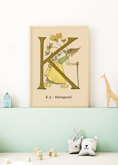 Prinsarnes Blomsteralfabet K Poster