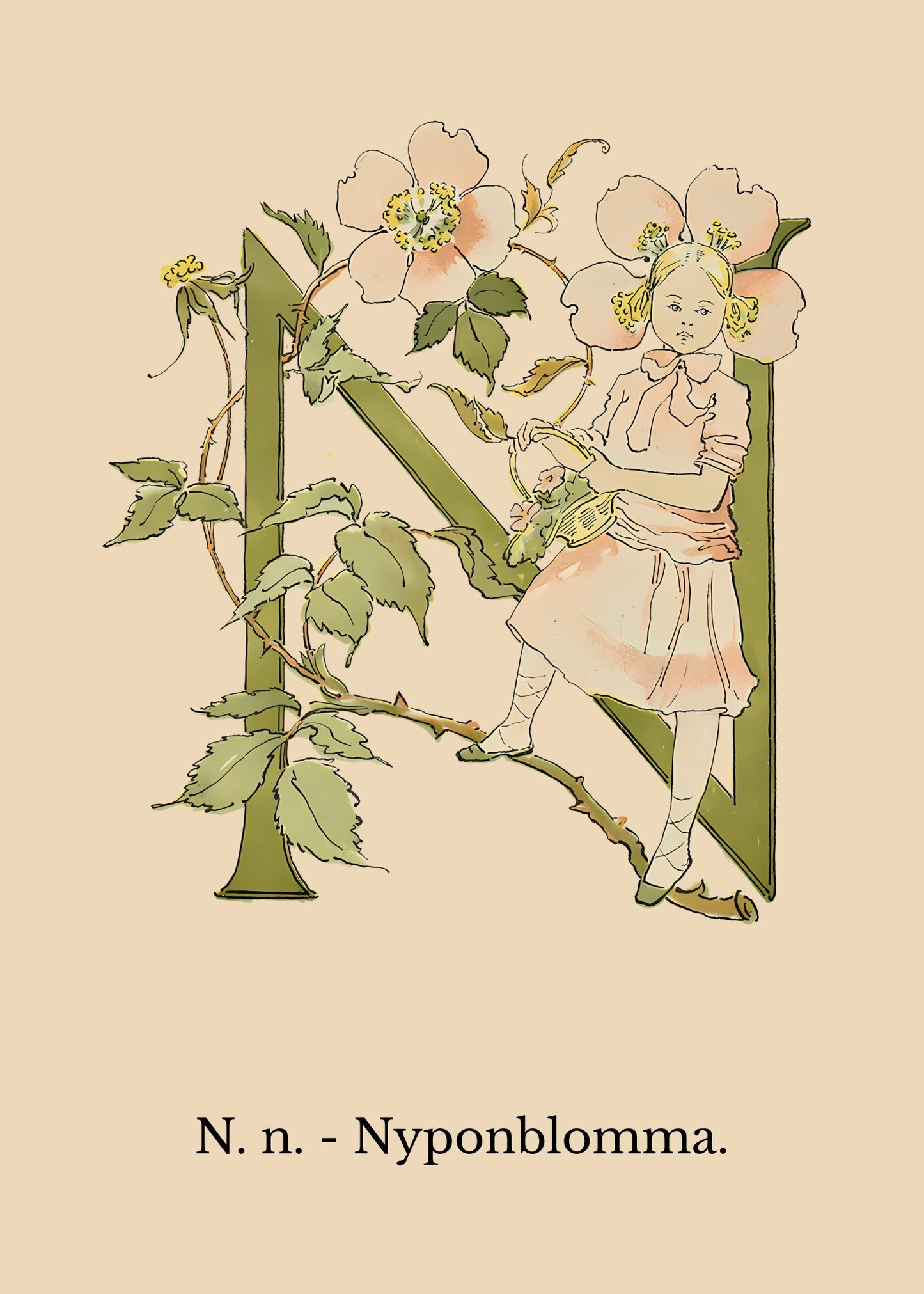 Prinsarnes Blomsteralfabet N Poster