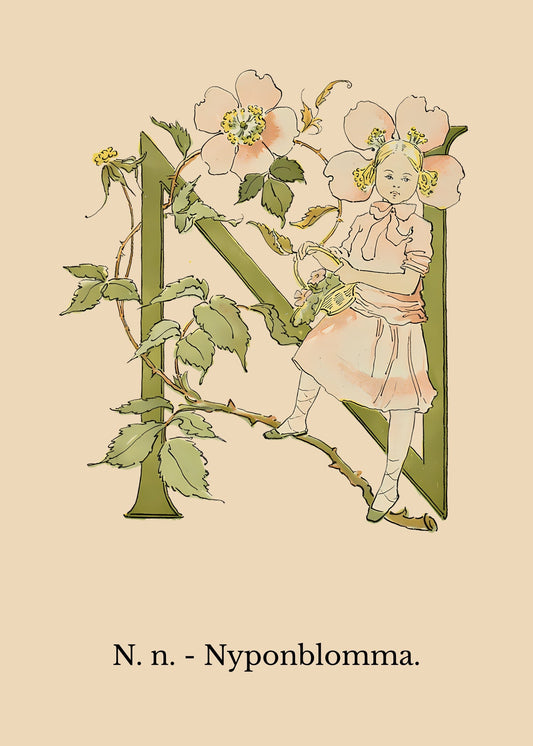 Prinsarnes Blomsteralfabet N Poster
