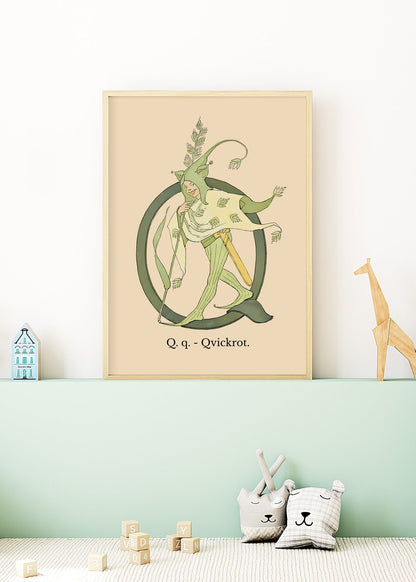 Prinsarnes Blomsteralfabet Q Poster