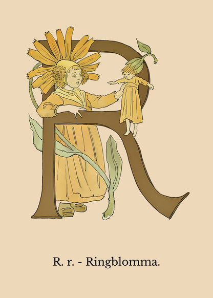 Prinsarnes Blomsteralfabet R Poster