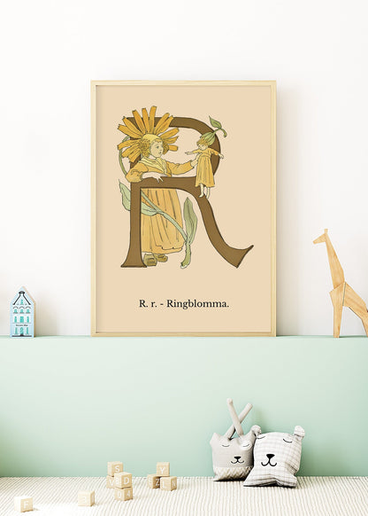 Prinsarnes Blomsteralfabet R Poster