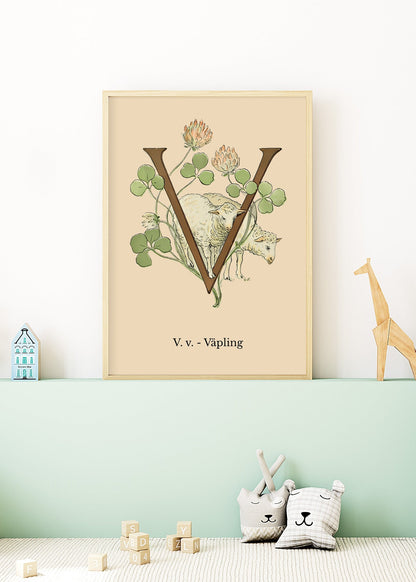 Prinsarnes Blomsteralfabet V Poster