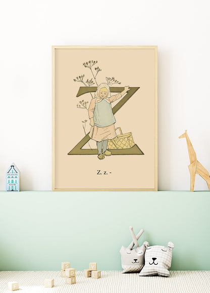 Prinsarnes Blomsteralfabet Z Poster
