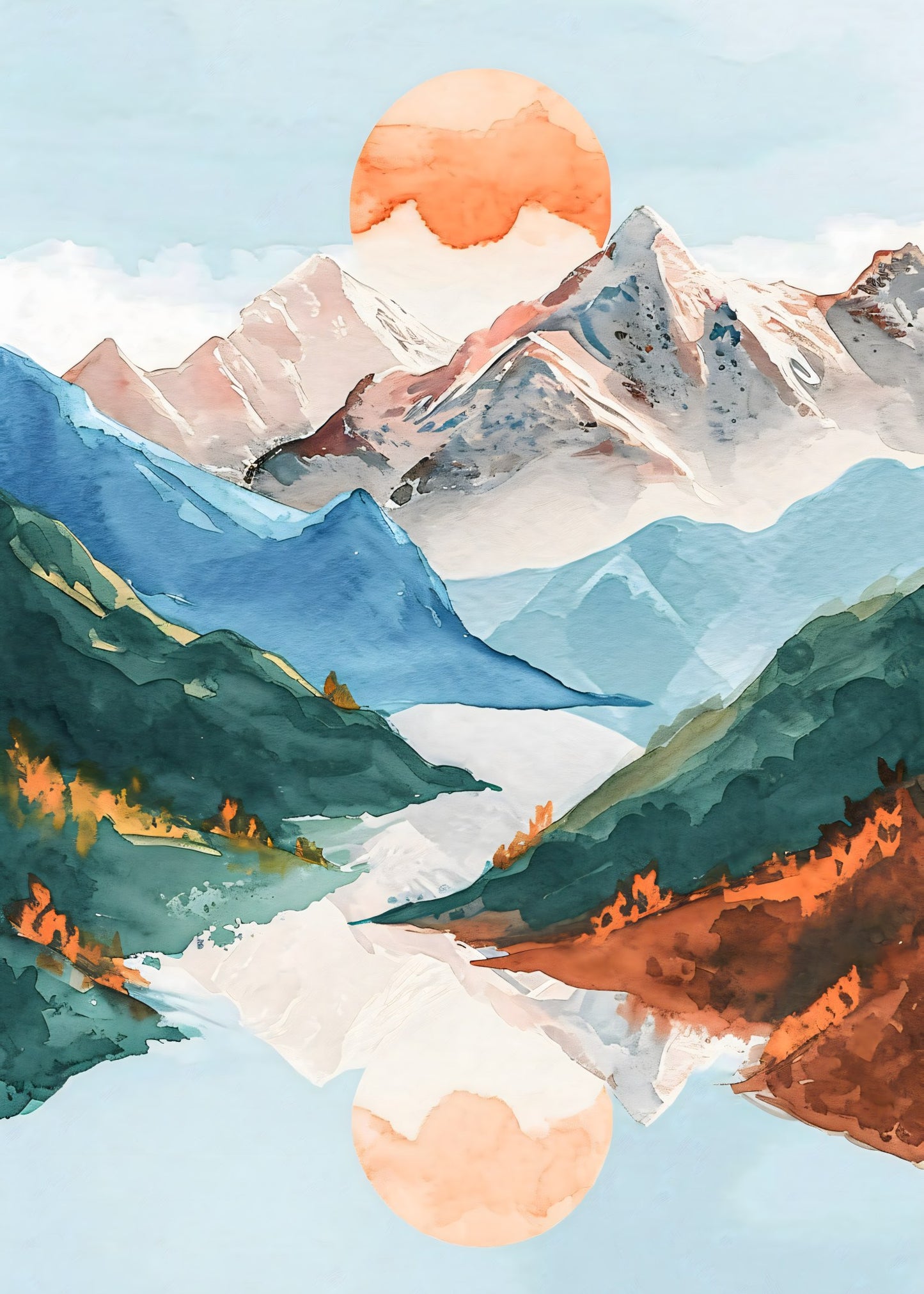 Reflected Mountain Sun Poster