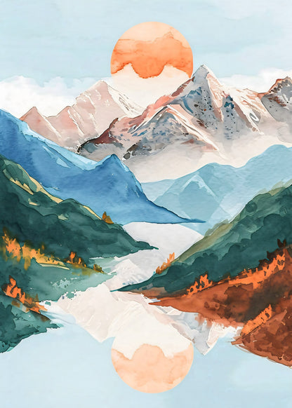 Reflected Mountain Sun Poster