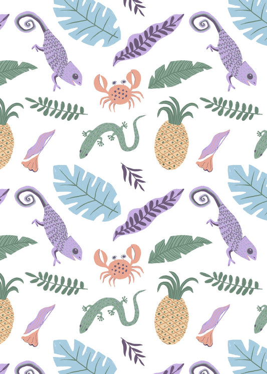 Tropical Creatures Pattern Poster
