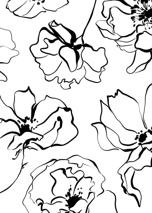 Floral Outline Pattern Poster