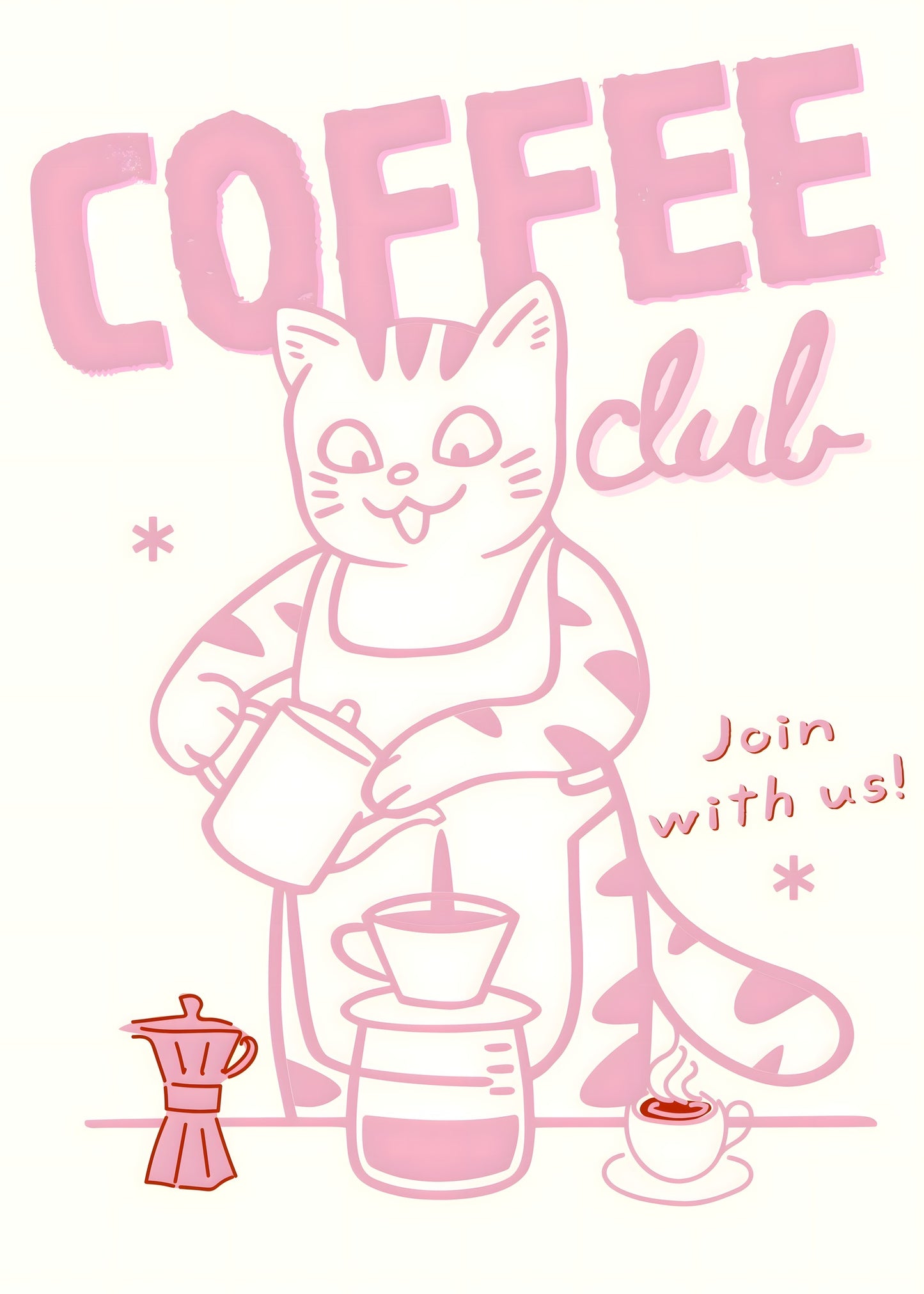 Coffee Club Cat Poster