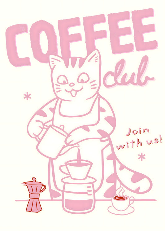 Coffee Club Cat Poster