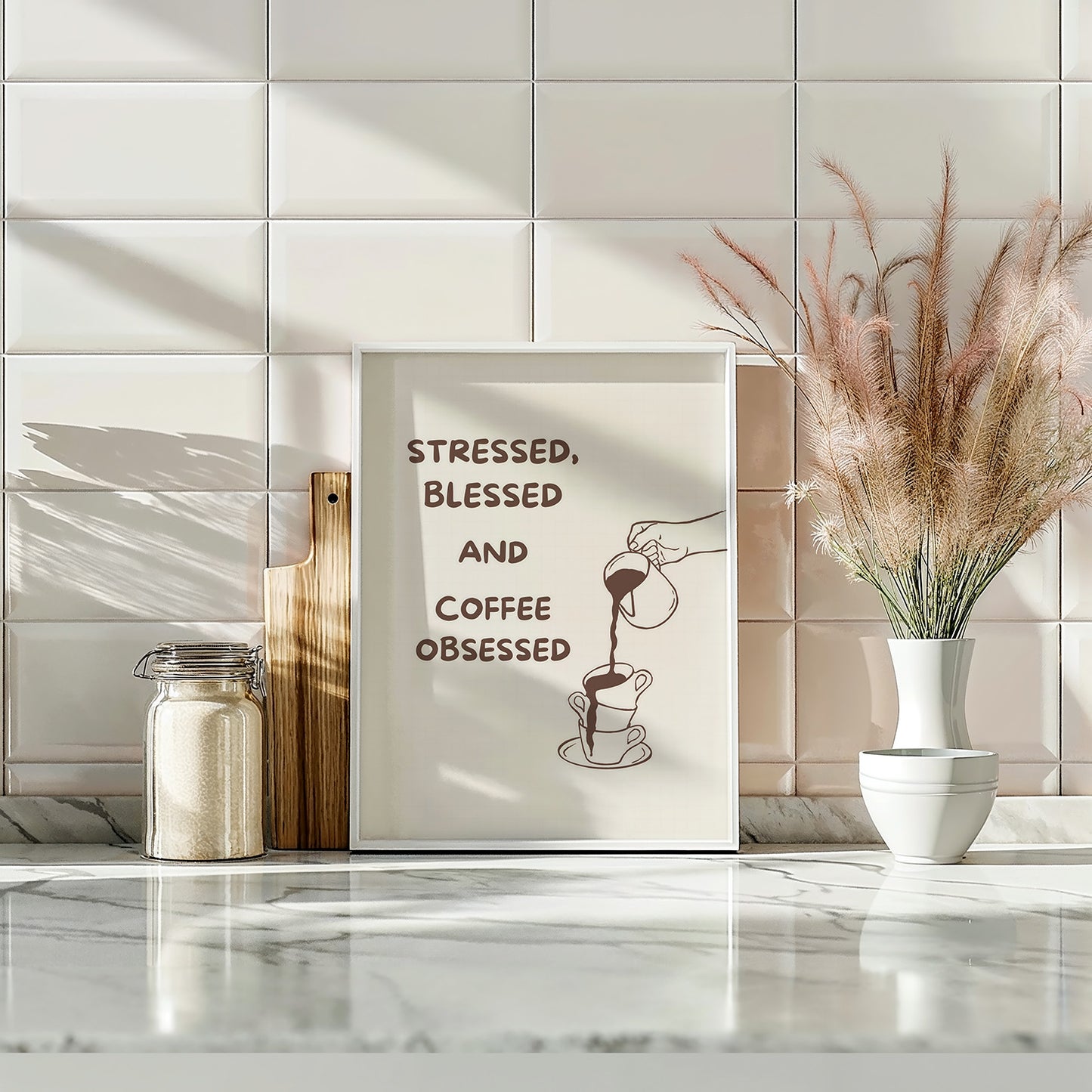 Stressed Blessed Coffee Obsessed Poster
